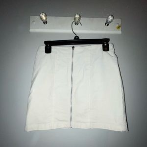White zip up mini skirt